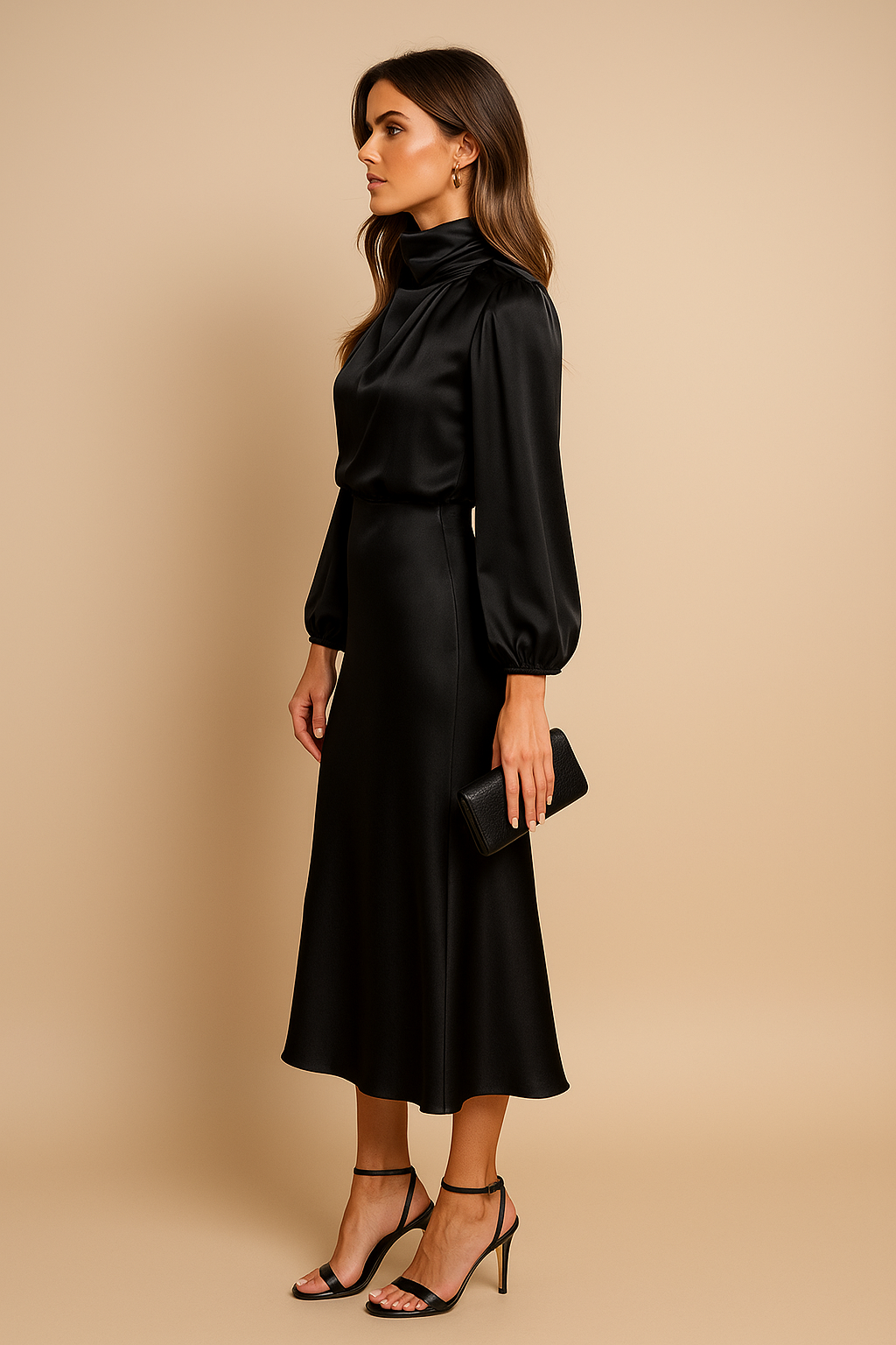 Seravelle | Elegancka Sukienka Midi z Golfem na Wesele i Przyjęcia