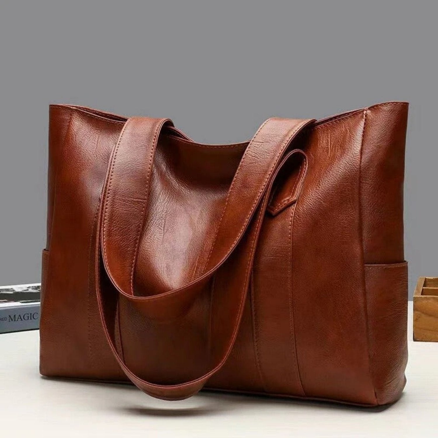 Duża Torebka Damska Shopper Skórzana Minimalistyczna