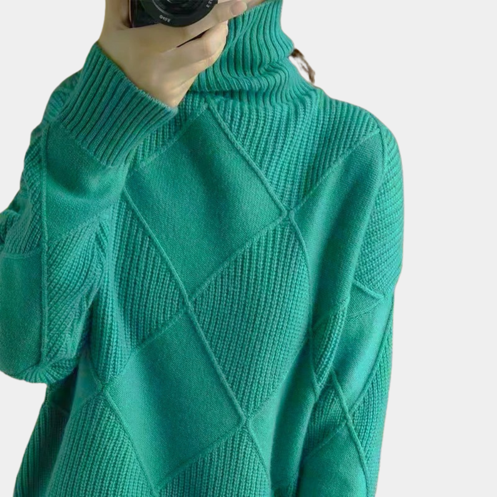 Sweter z Golfem o Strukturalnym Splocie