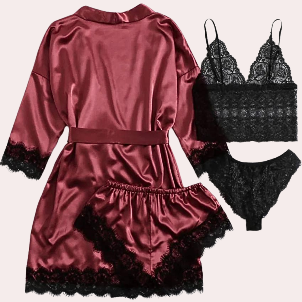 Satynowy Komplet Bielizny z Szlafrokiem – Elegancki i Zmysłowy