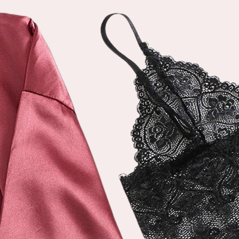 Satynowy Komplet Bielizny z Szlafrokiem – Elegancki i Zmysłowy