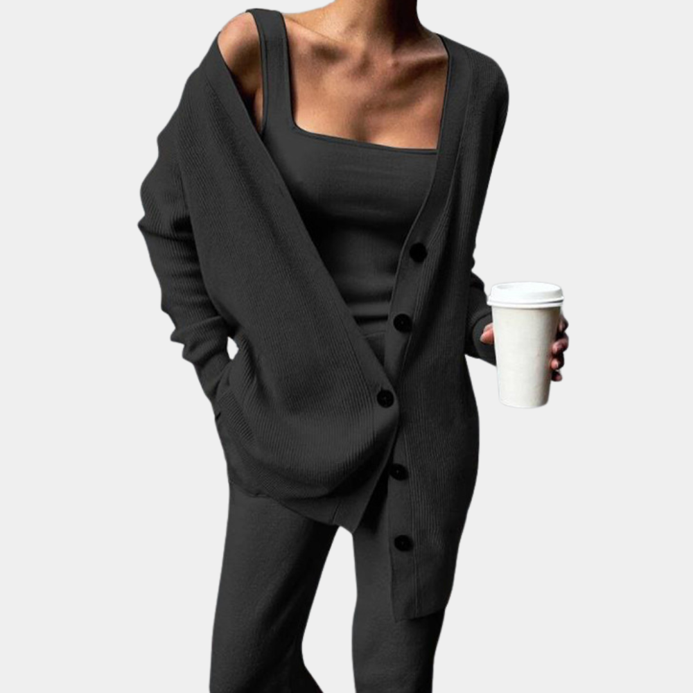 Dzianinowy Komplet Lounge z Kardiganem