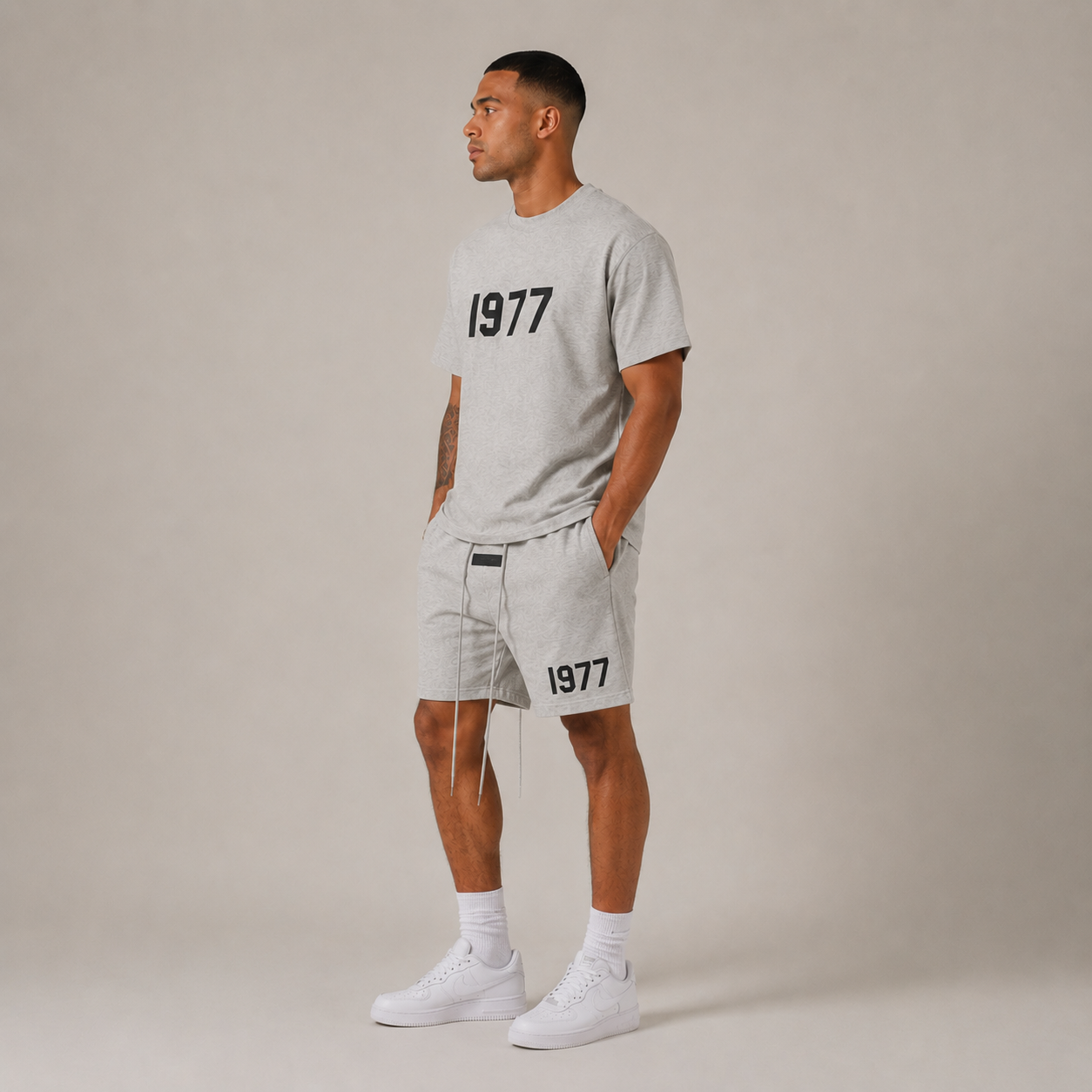 Premium Męski Letni Zestaw Złamana Biel – Miękka Bawełna, Oversized i Ponadczasowy Styl