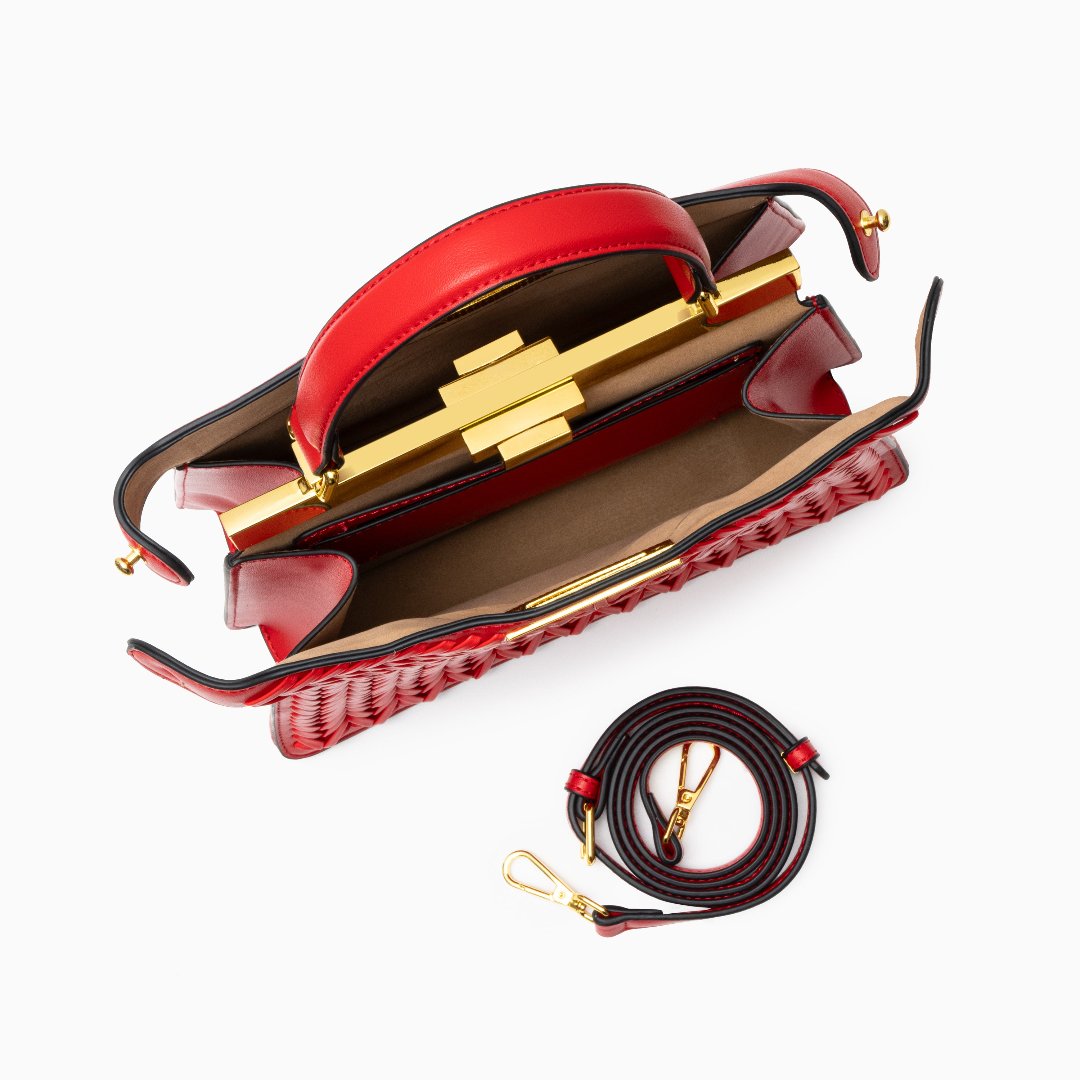 Elegancka torebka pleciona kuferek stylowa torba premium