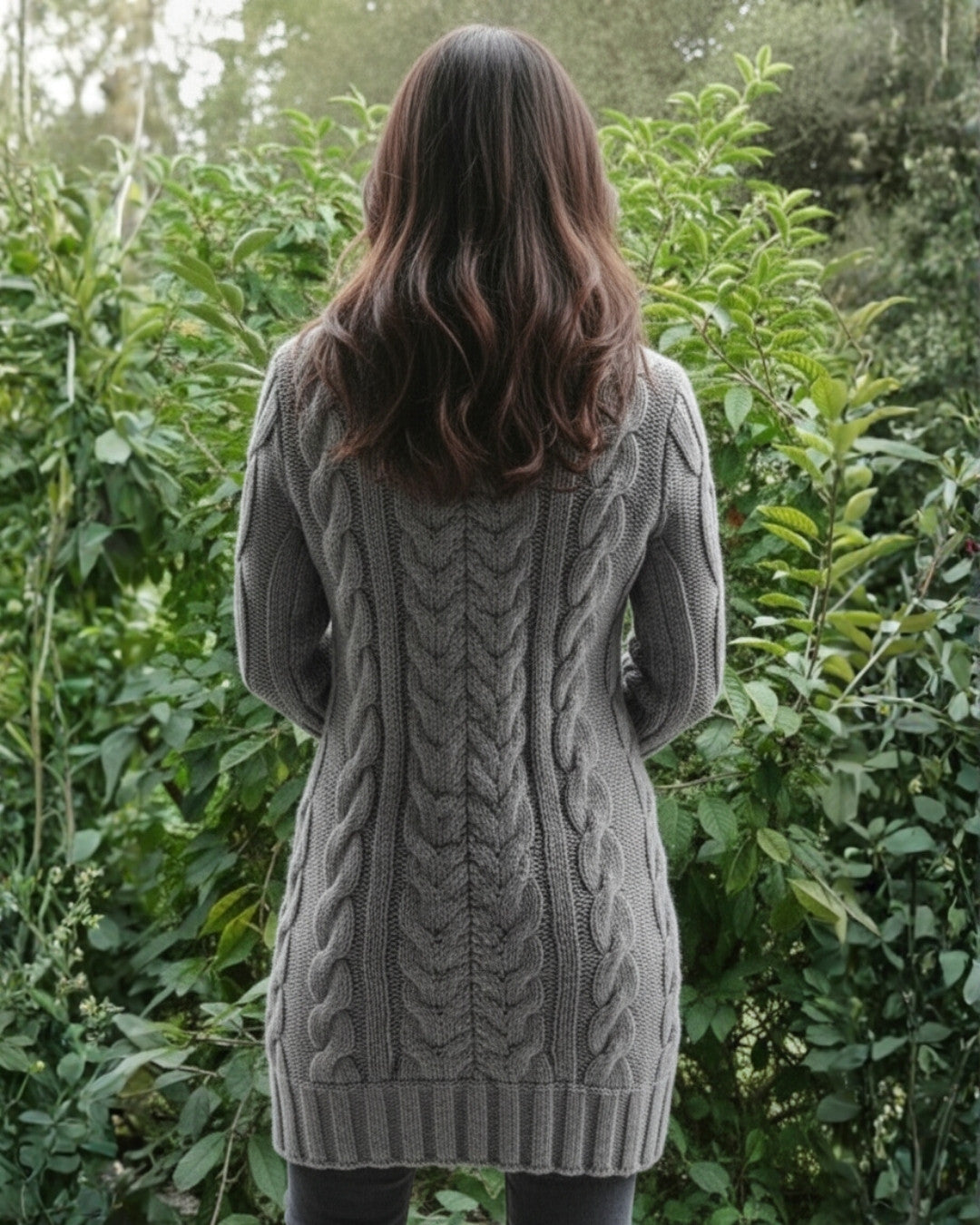 Sukienka Swetrowa z Golfem i Warkoczowym Splotem