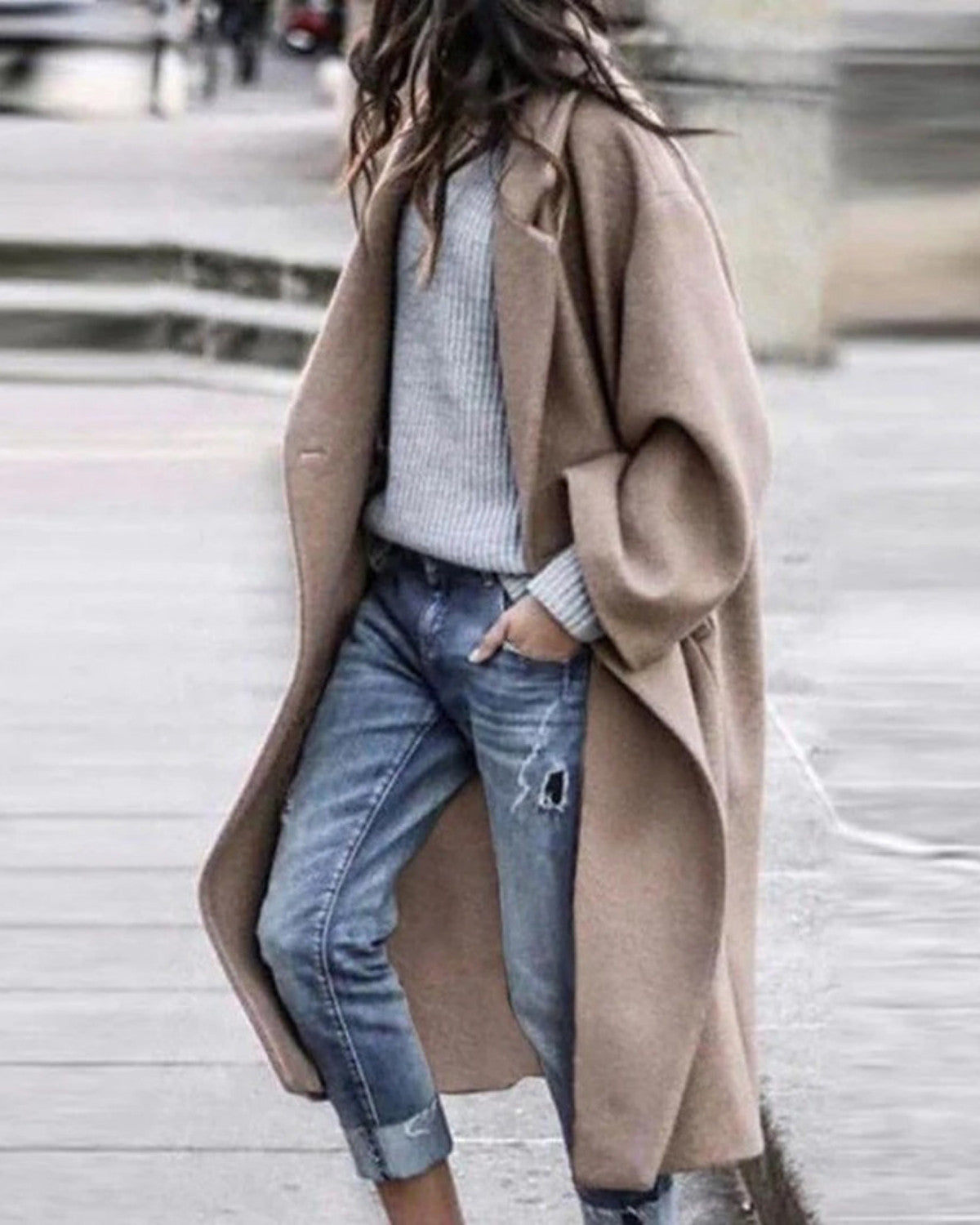Oversize Płaszcz Damski Bez Zapięcia – Nowoczesna Elegancja