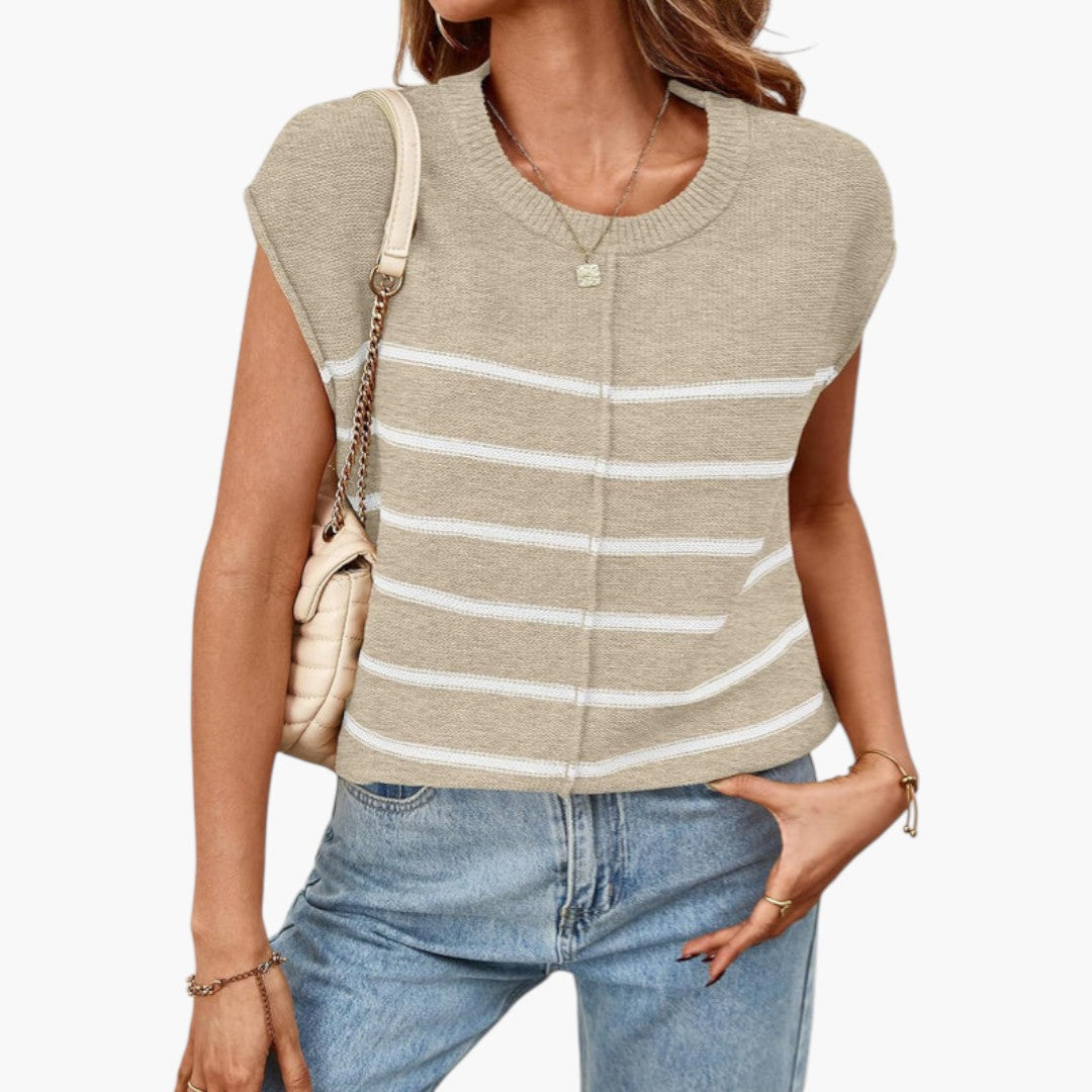 Casualowa bluzka w paski bez rękawów lekka i wygodna