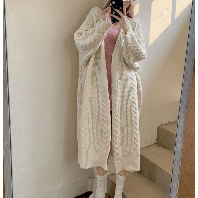 Długi kardigan oversize ciepły miękki sweter casual styl