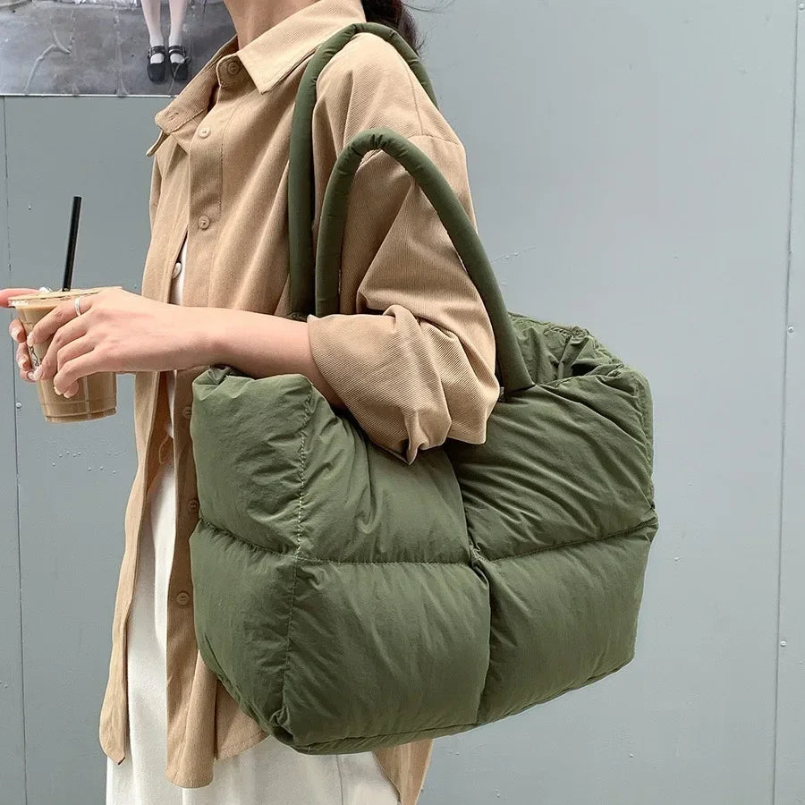 Pikowana Torebka Damska Shopper Pojemna Casual