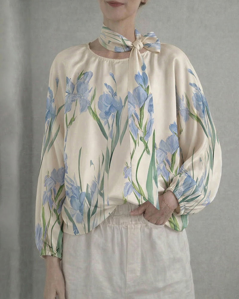 Elegancka Bluzka Damska z Kokardą Luźna Lekka Stylowa