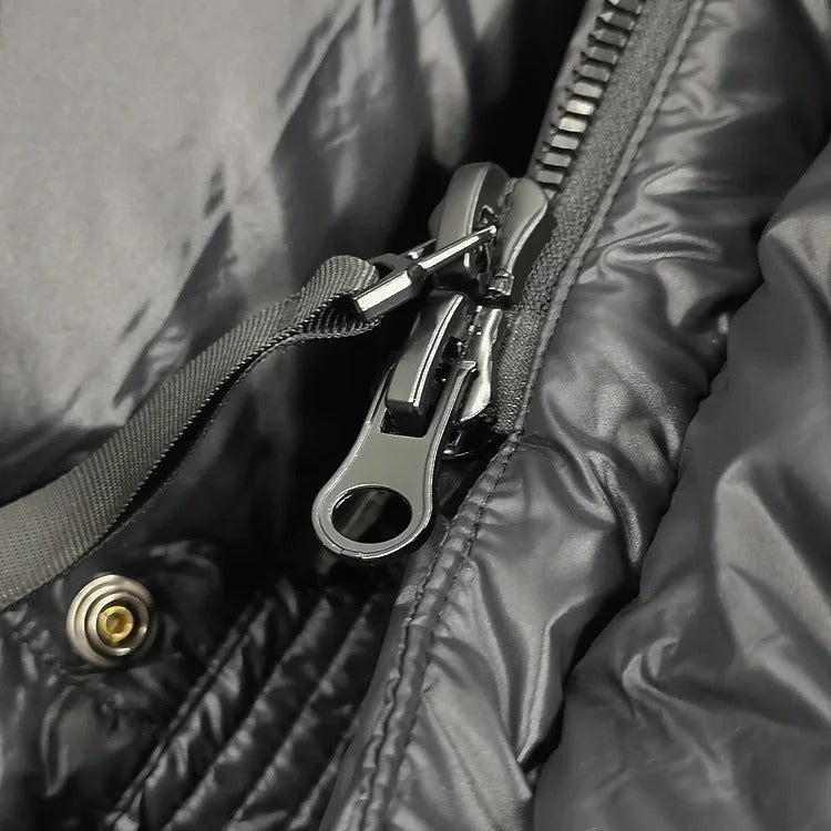 Długa Pikowana Kurtka Damska Zimowa z Kapturem