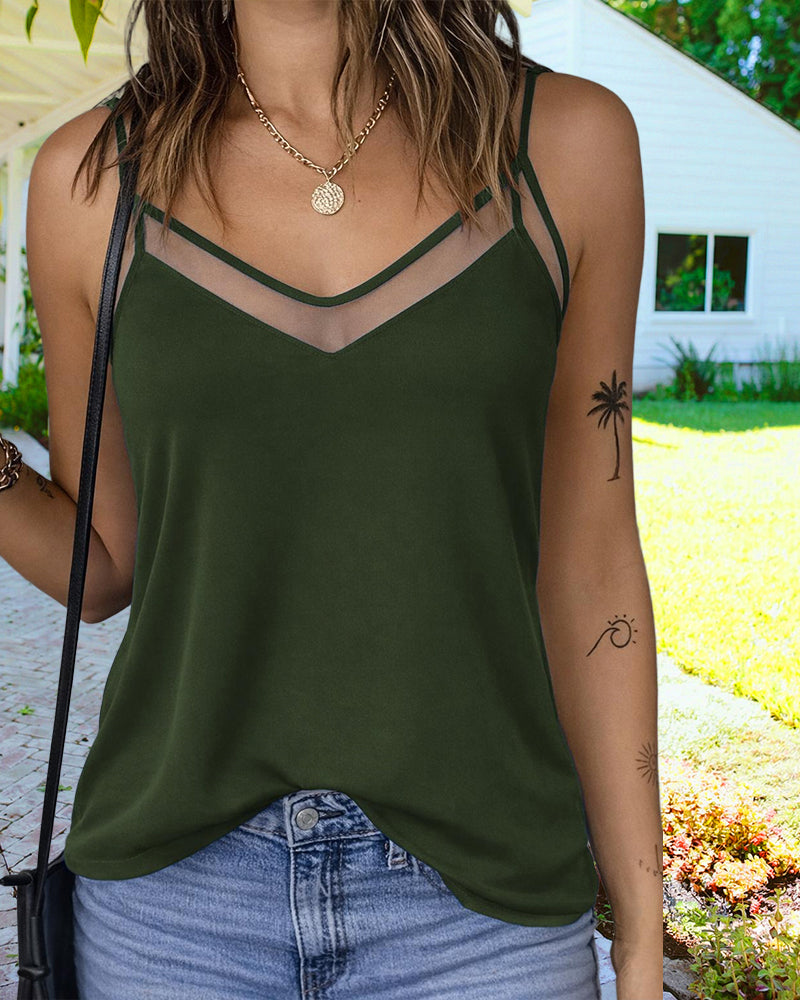 Top Damski Na Ramiączkach V Neck Lekki Letni Casual