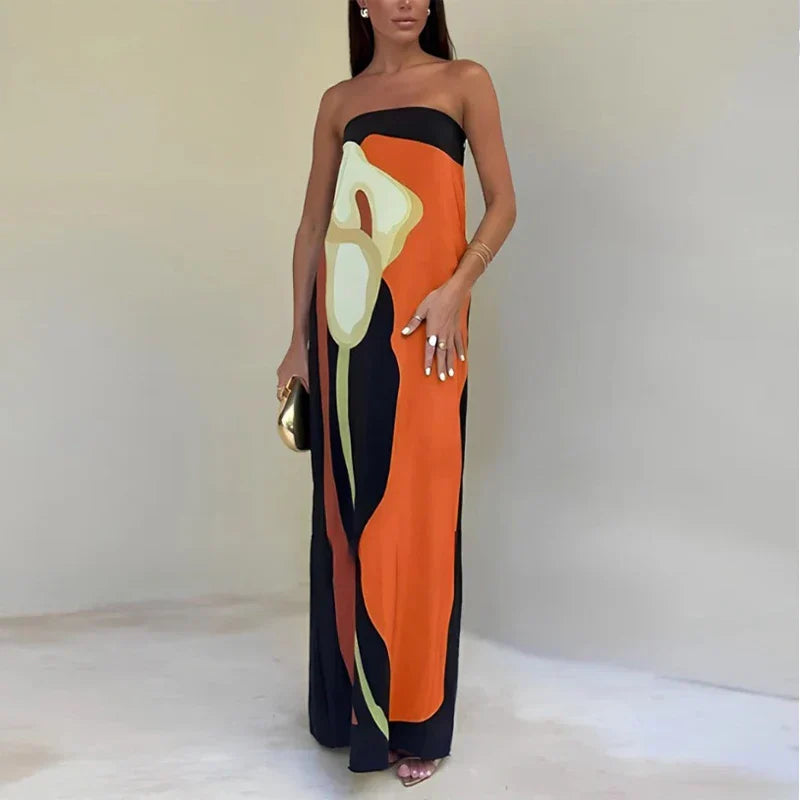 Sukienka Maxi Bandeau z Printem