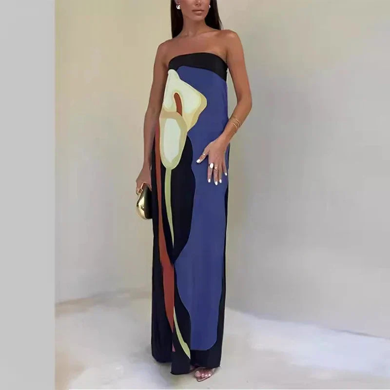 Sukienka Maxi Bandeau z Printem