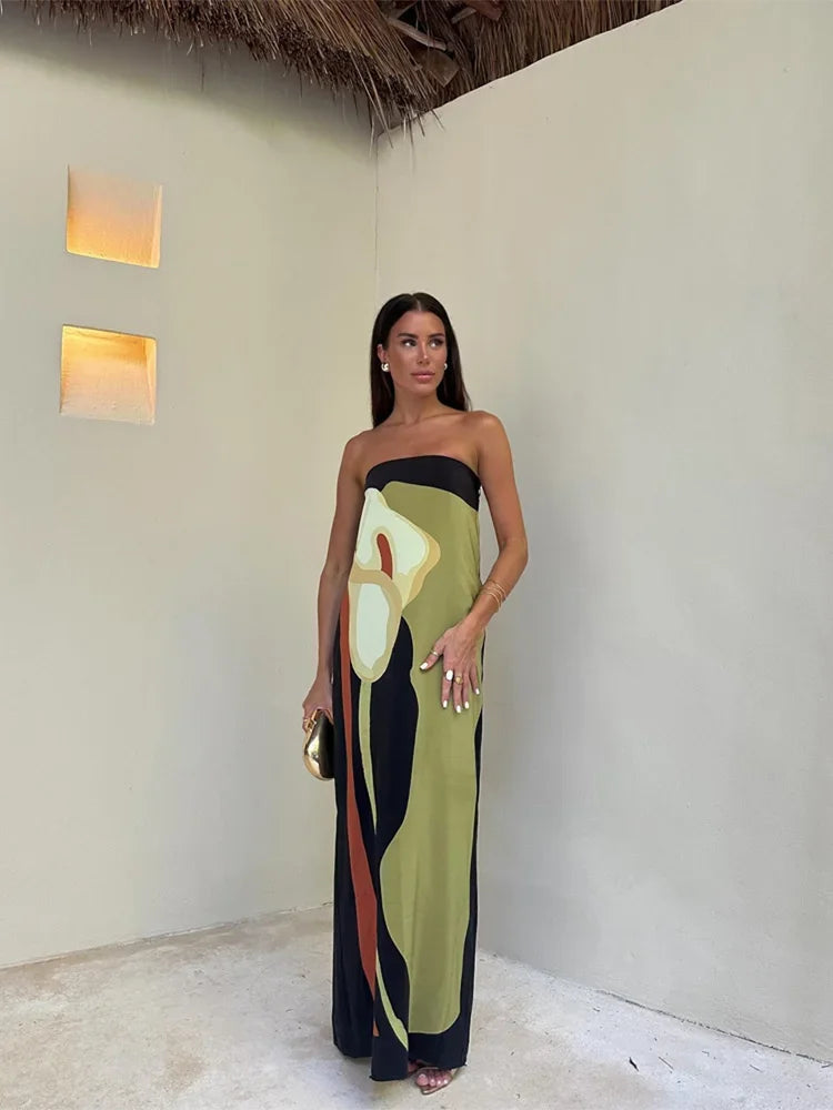 Sukienka Maxi Bandeau z Printem