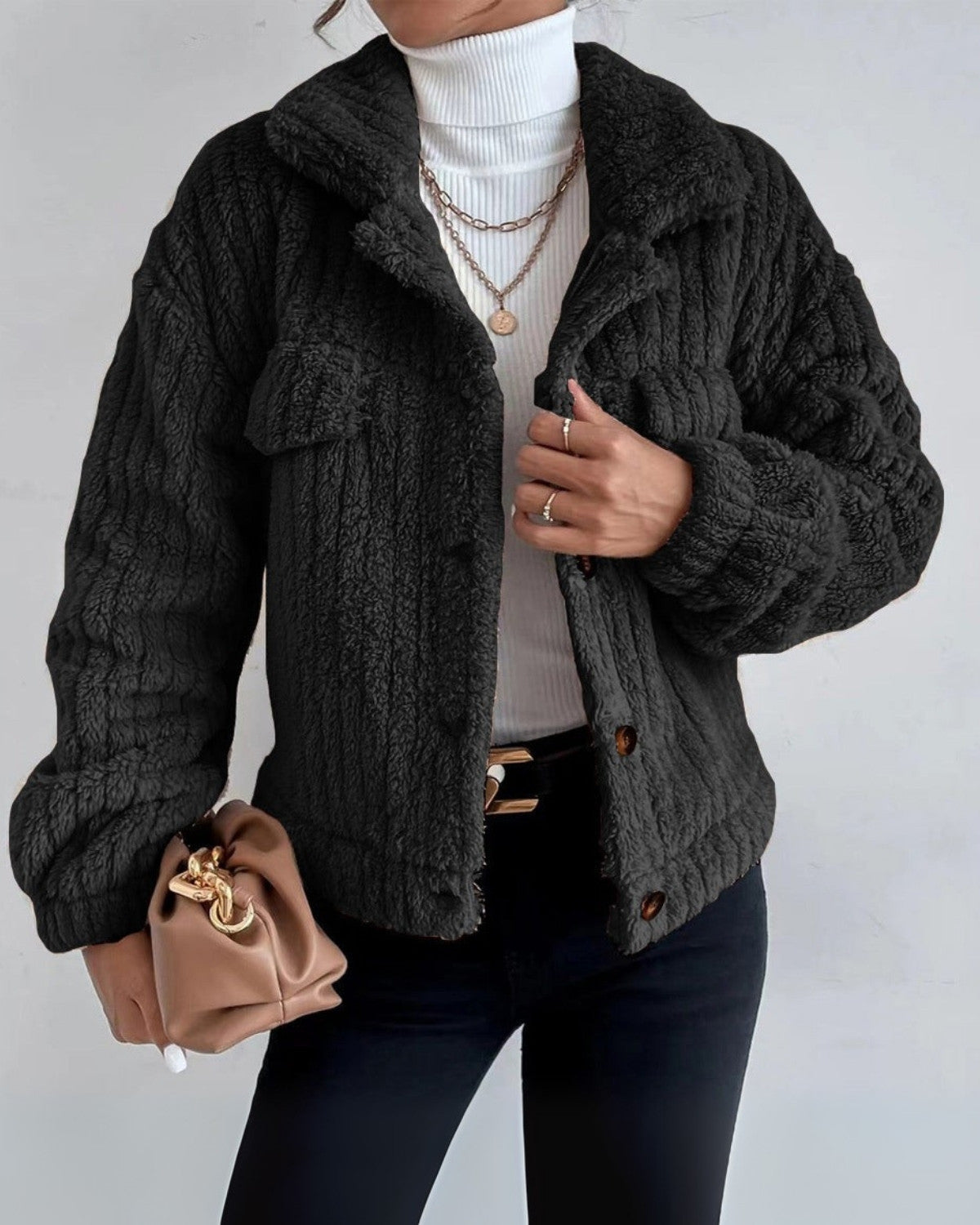 Krótka Kurtka Sztruksowa z Kołnierzem – Casual i Stylowa