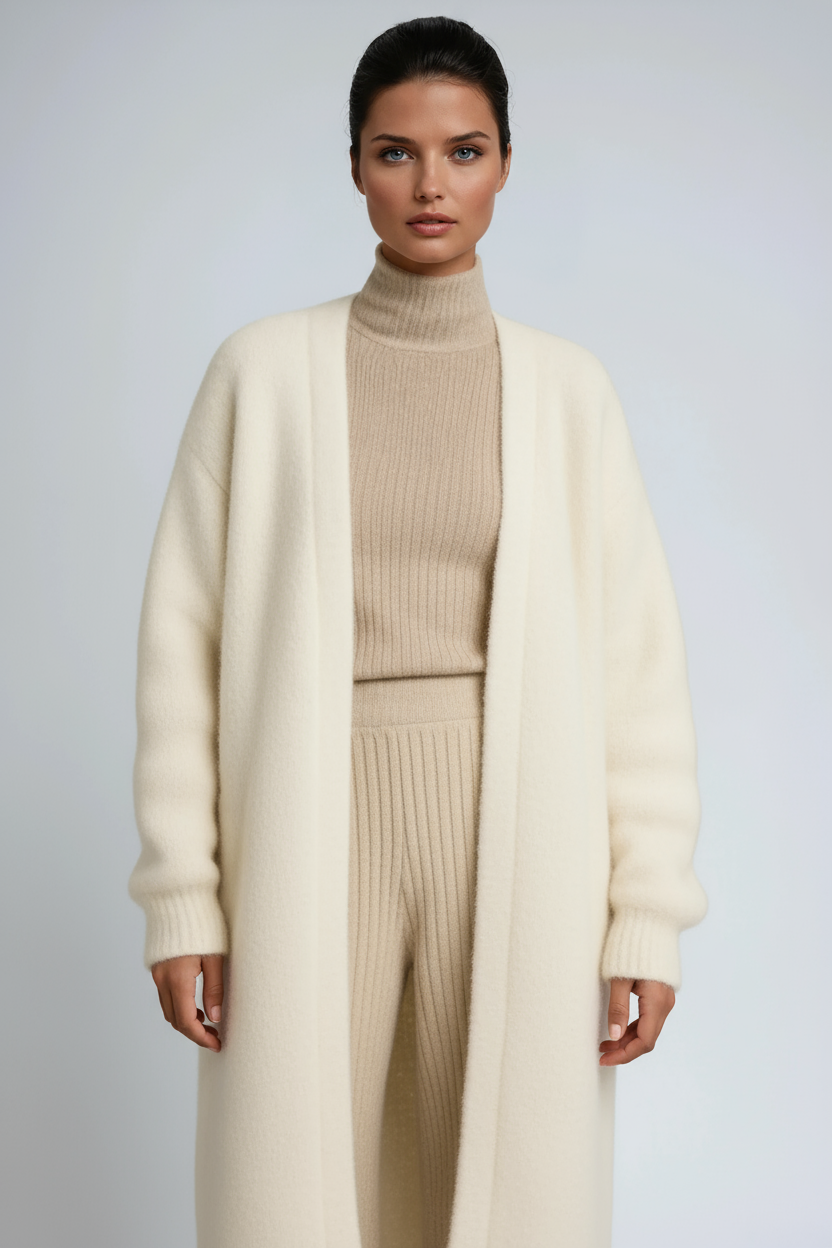 Damski Długi Kardigan Dzianinowy Oversize Elegancki