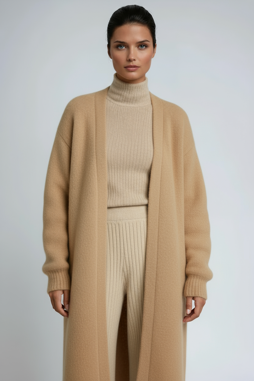 Damski Długi Kardigan Dzianinowy Oversize Elegancki