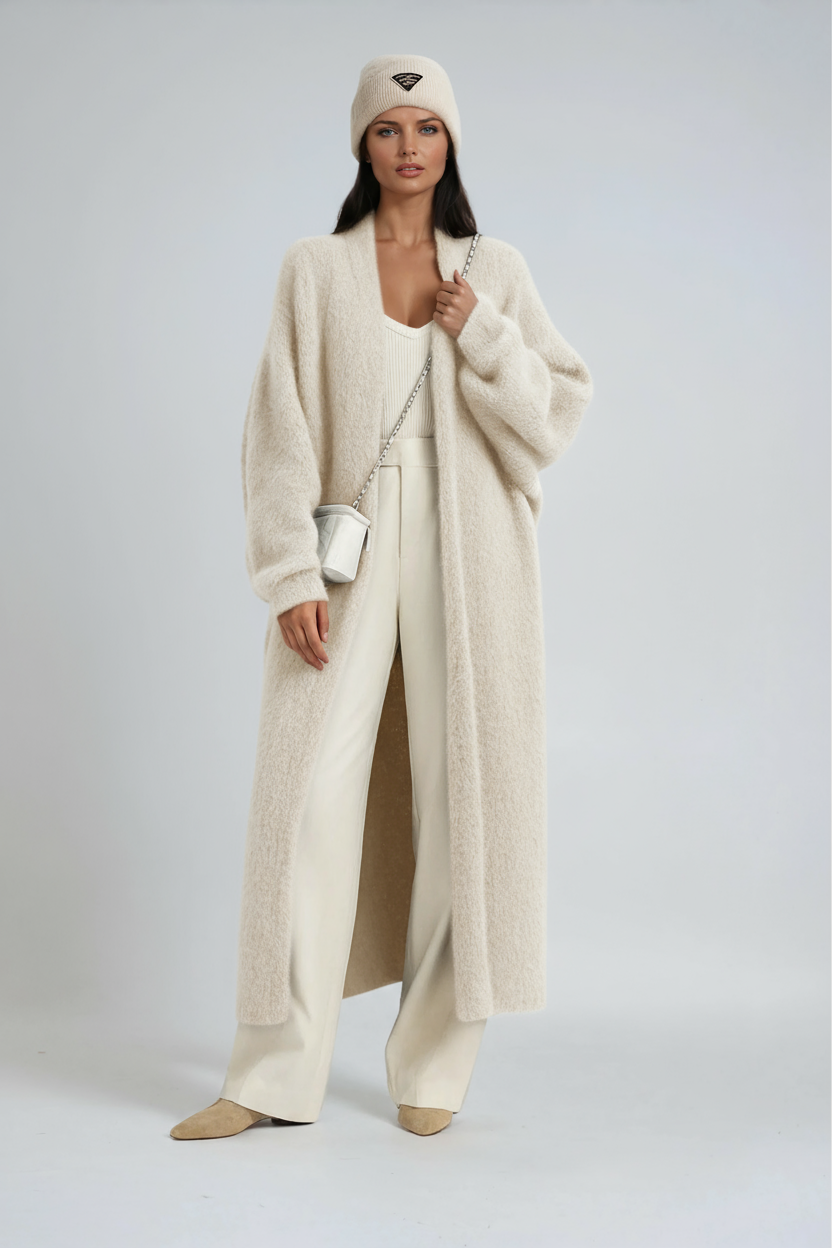Damski Długi Kardigan Dzianinowy Oversize Elegancki