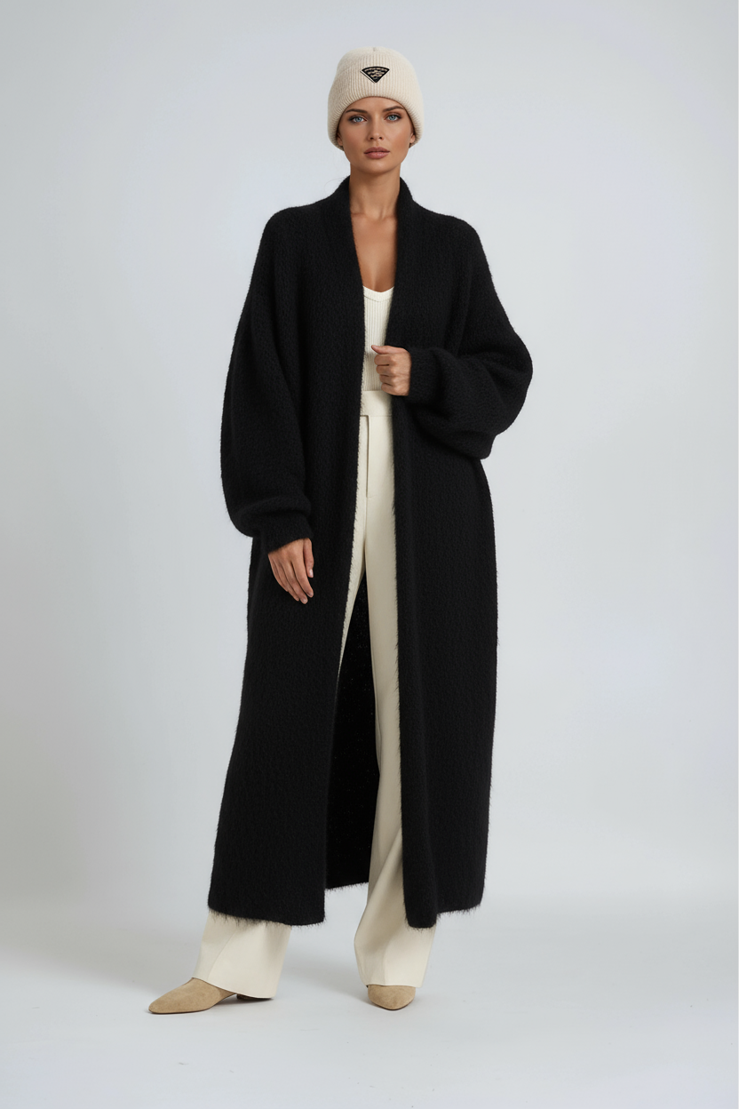 Damski Długi Kardigan Dzianinowy Oversize Elegancki