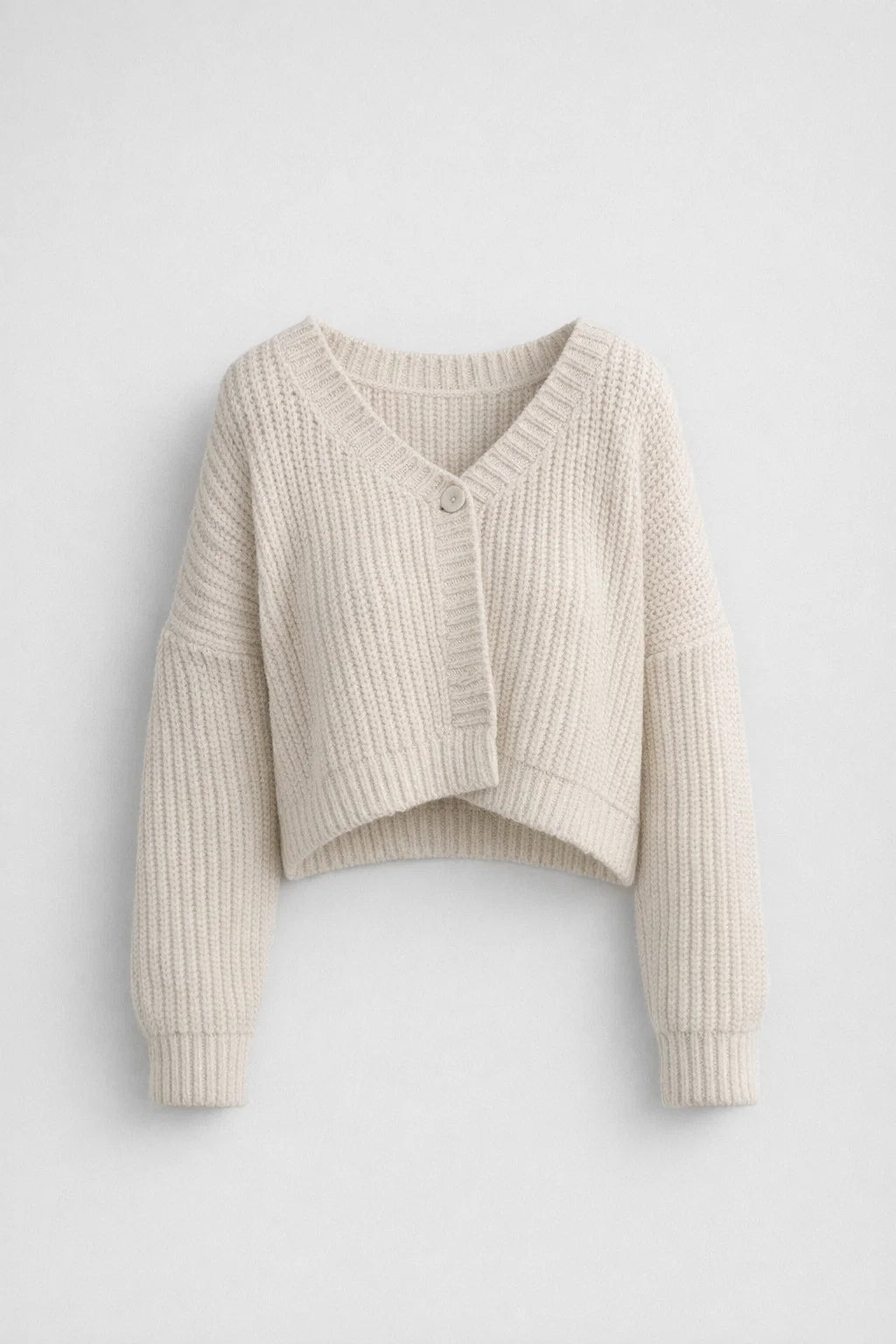 Damski Oversize Sweter Dzianinowy V Neck Miękki Casual