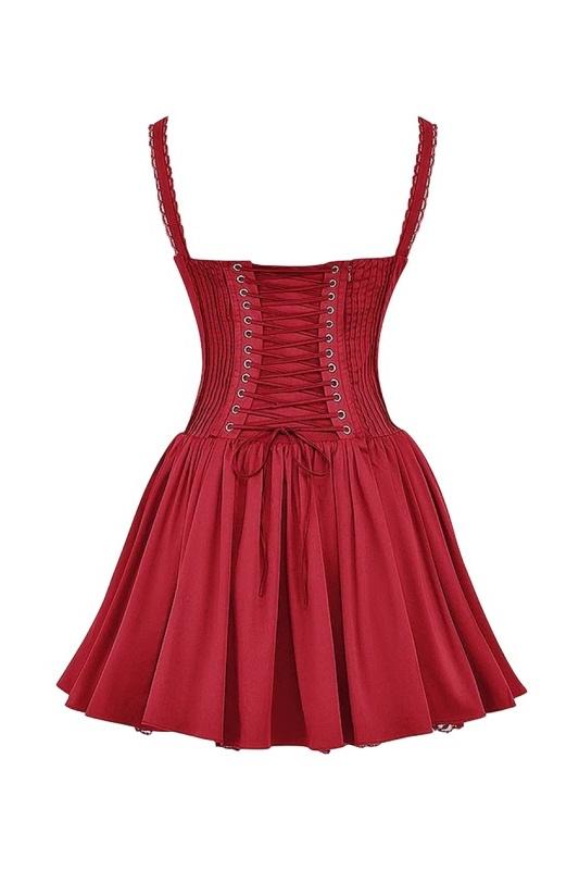 Valentina | Romantyczna sukienka mini z koronkowym gorsetem i detalami falbanki