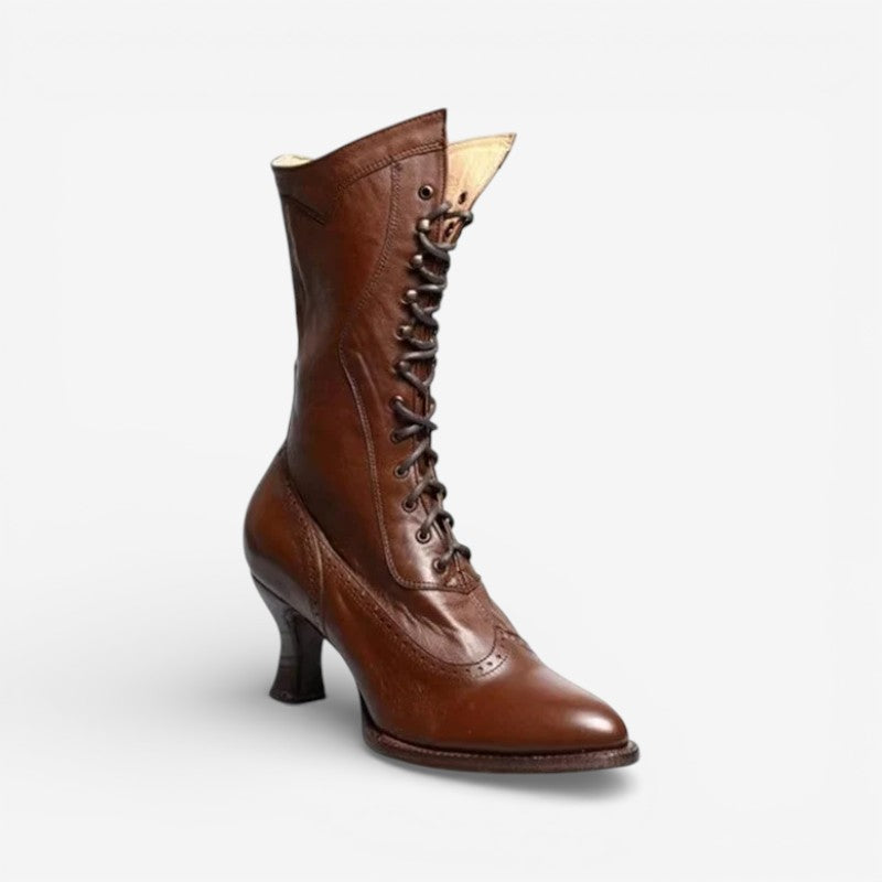 Damskie Botki na Obcasie Sznurowane – Eleganckie Buty Vintage
