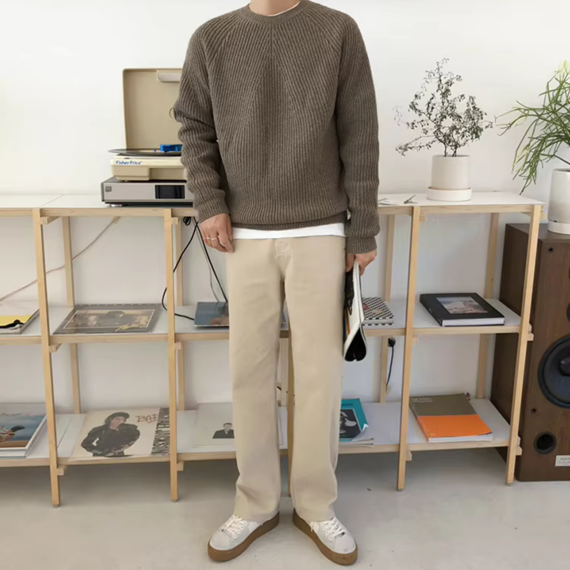 Męski Sweter Oversize Dzianinowy Komfortowy Styl