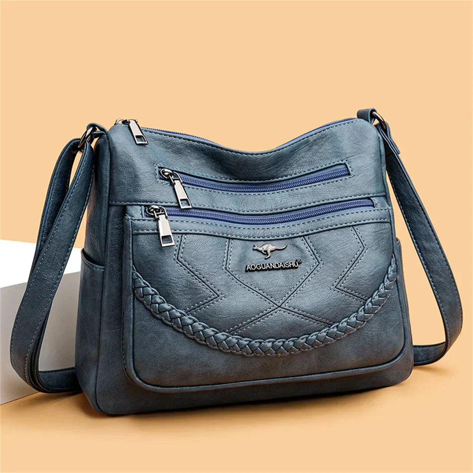 Torebka Damska Crossbody Vintage z Plecionym Detalem
