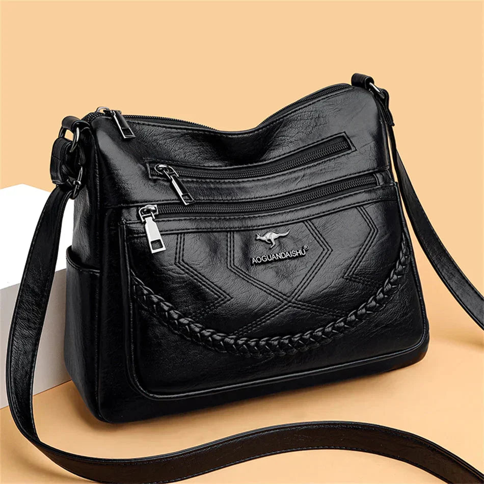 Torebka Damska Crossbody Vintage z Plecionym Detalem