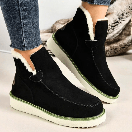 Ocieplane Botki Damskie Wsuwane z Futerkiem na Zimę