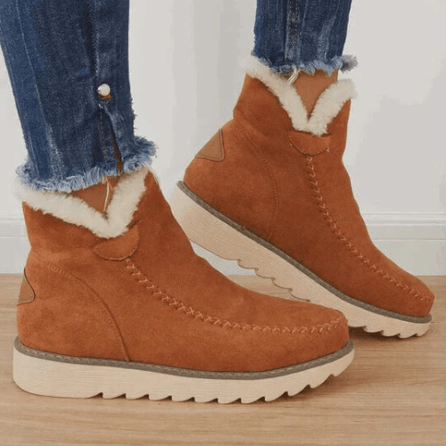 Ocieplane Botki Damskie Wsuwane z Futerkiem na Zimę