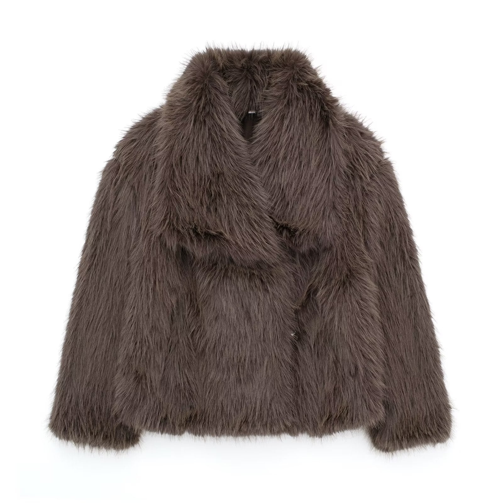 Krótka Kurtka Damska Futrzasta typu Faux Fur
