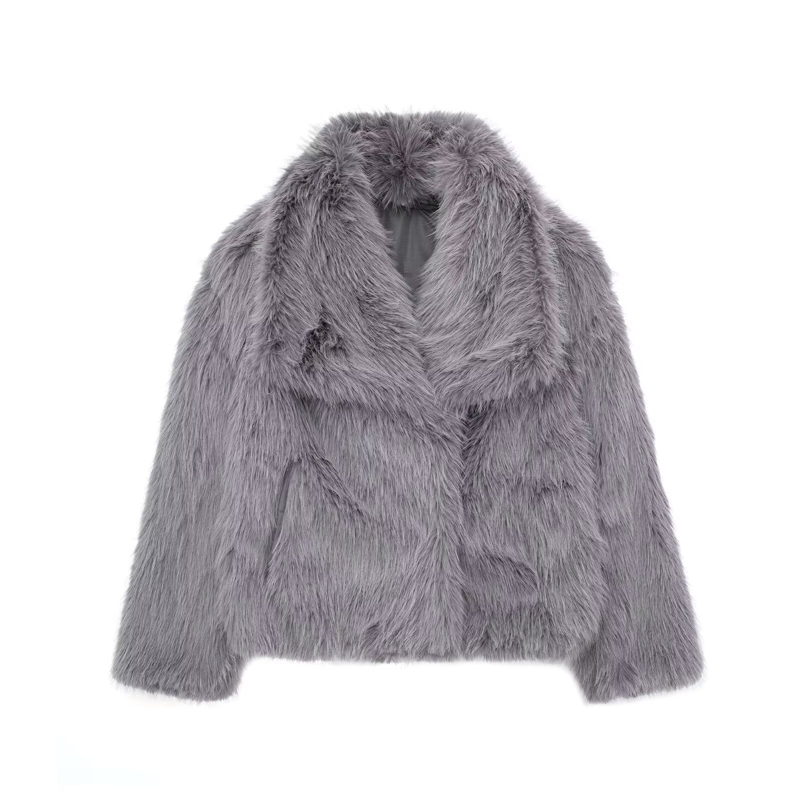 Krótka Kurtka Damska Futrzasta typu Faux Fur
