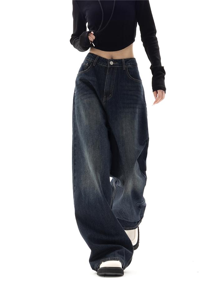 Szerokie Jeansy Damskie Baggy z Wysokim Stanem Styl Streetwear