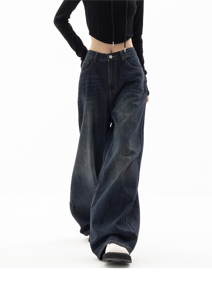 Szerokie Jeansy Damskie Baggy z Wysokim Stanem Styl Streetwear
