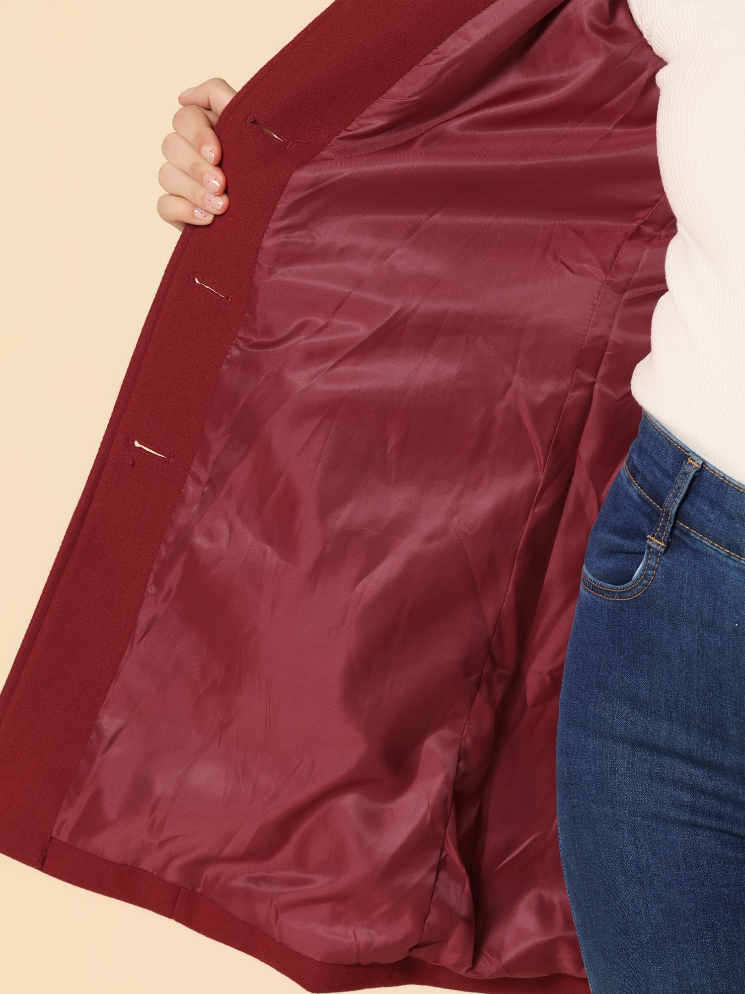 Damski Elegancki Płaszcz Przejściowy Dwurzędowy Klasyczny