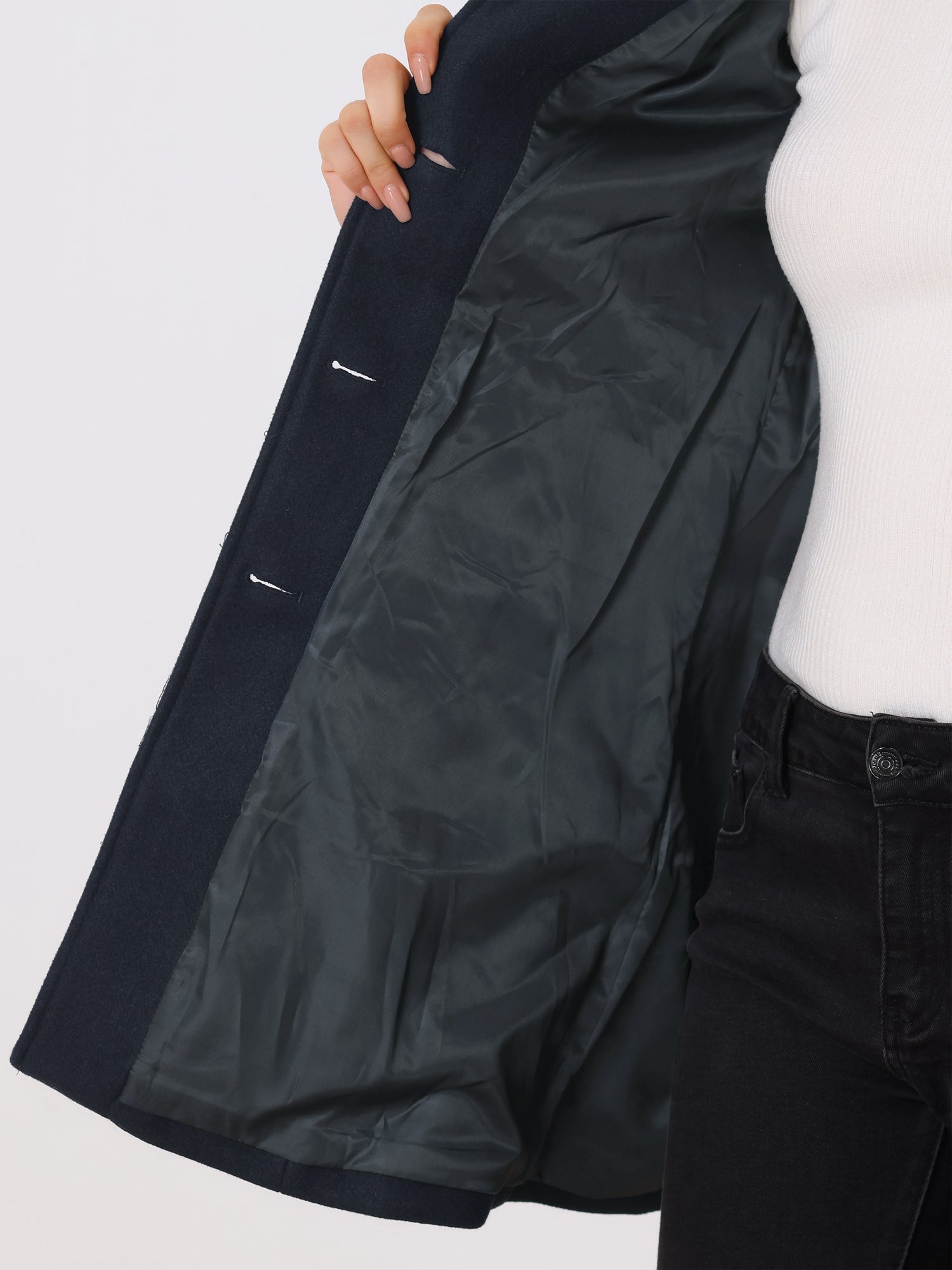 Damski Elegancki Płaszcz Przejściowy Dwurzędowy Klasyczny