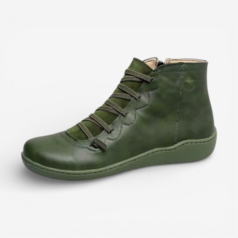 Damskie Skórzane Botki Sznurowane – Wygodne Buty Casual