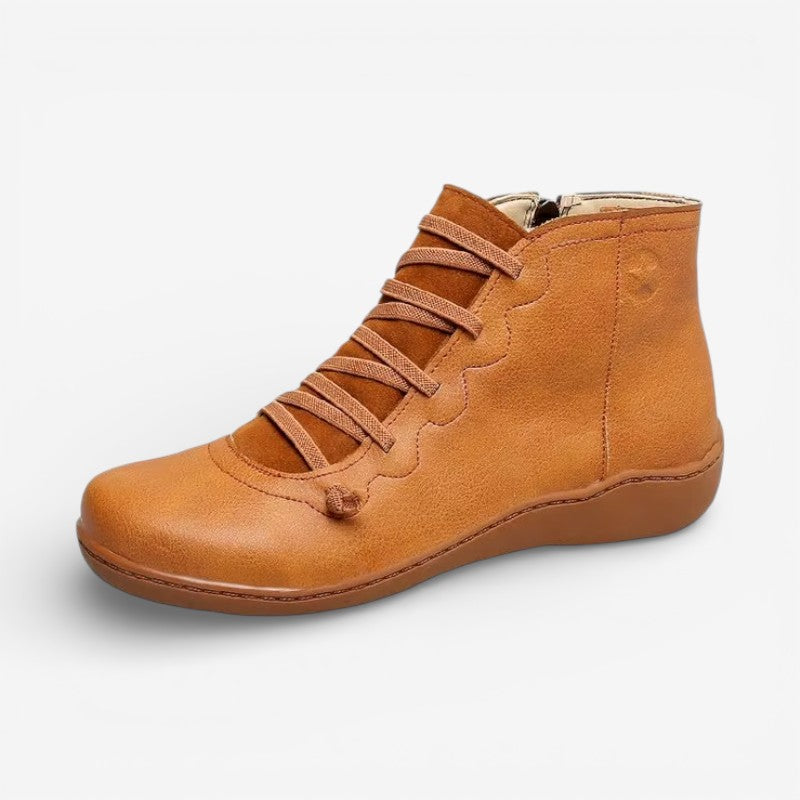 Damskie Skórzane Botki Sznurowane – Wygodne Buty Casual
