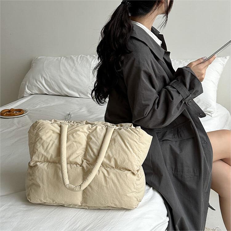 Pikowana Torebka Damska Shopper Pojemna Casual